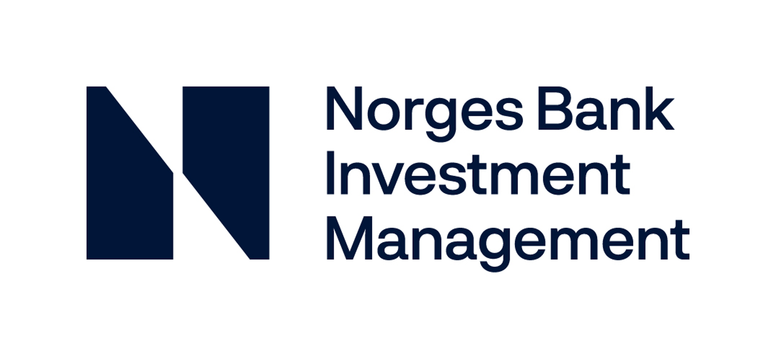 Logo for Norges Bank Investment Management featuring a dark blue 'N' to the left and the text in a modern font to the right.