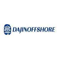 Logo of DAJINOFFSHORE featuring stylised lettering in blue with a graphic element resembling a traditional pattern.