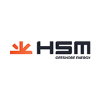 The image features the logo of HSM Offshore Energy, with a bold black font and an orange symbol resembling a rising sun.