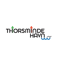 The logo features the text 'THORSMINDE HAVN' with green and red navigation lights and a blue water wave design.