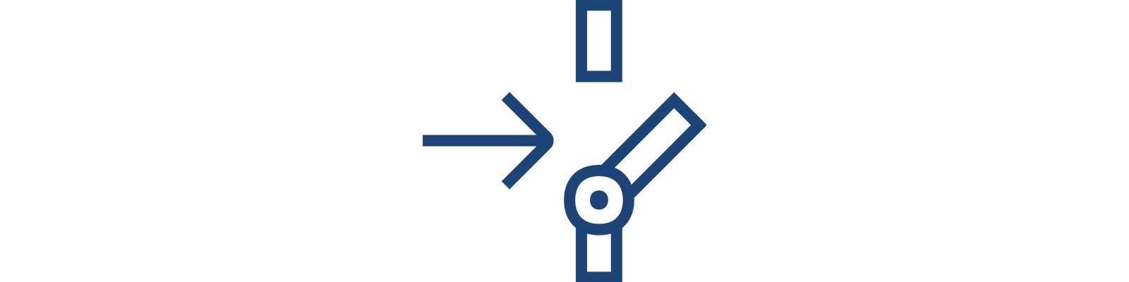 Et diagram, der viser en pil, der peger mod et leddelt objekt, illustrerende bevægelse.