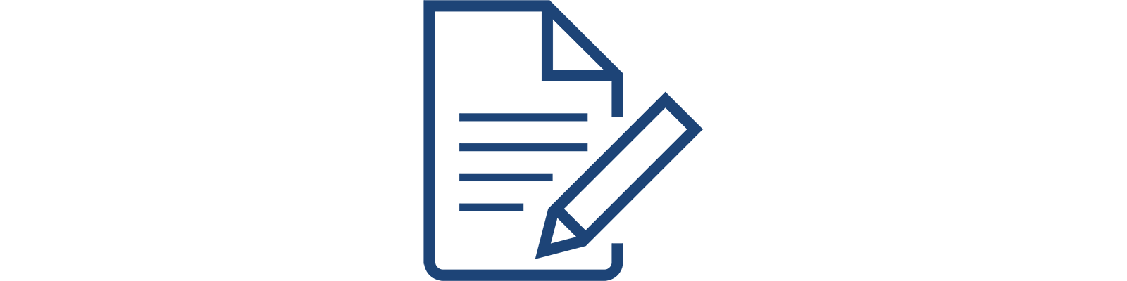 The image features a simple dark blue graphic with a minimalist shape resembling a stylised building.